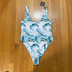 Turquoise Gold Swirl Zaful Bathing Suit